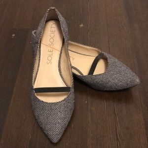 Sole Society metallic herringbone flat